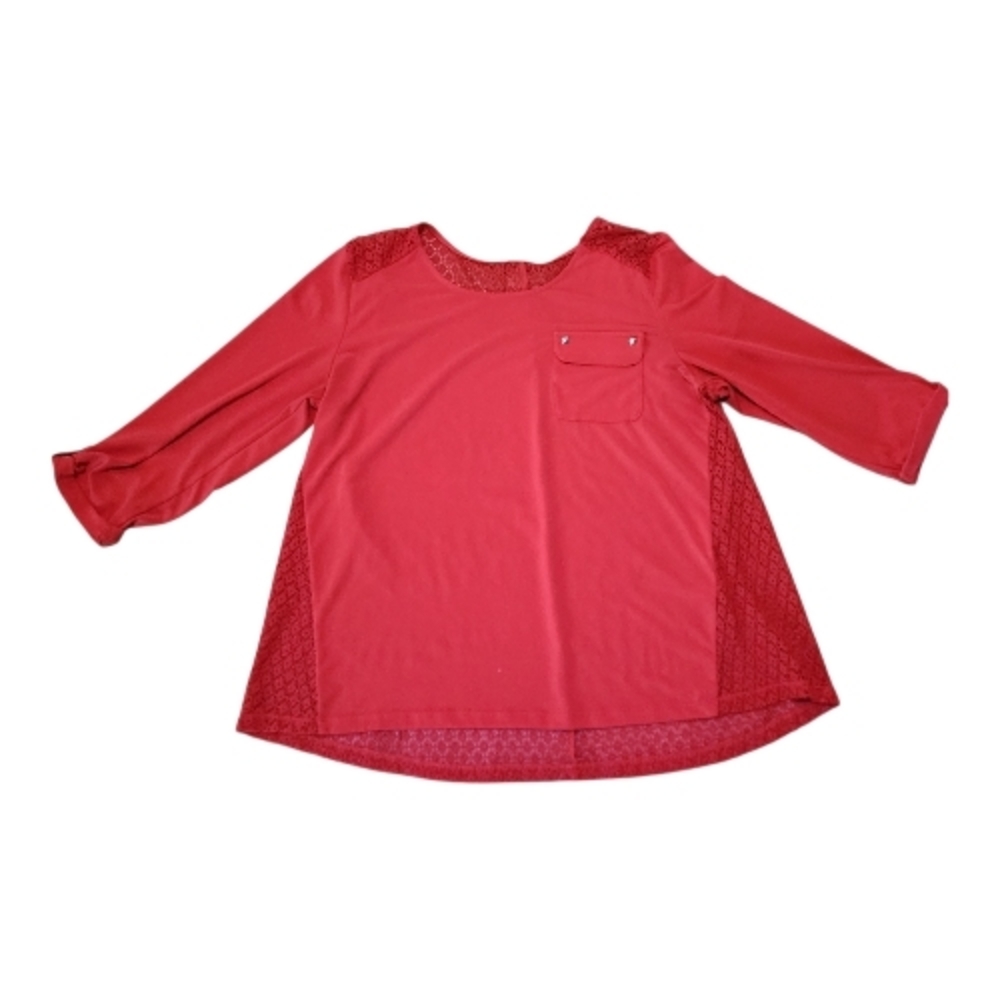Chico's Vibrant Orange Blouse with Lace Accents